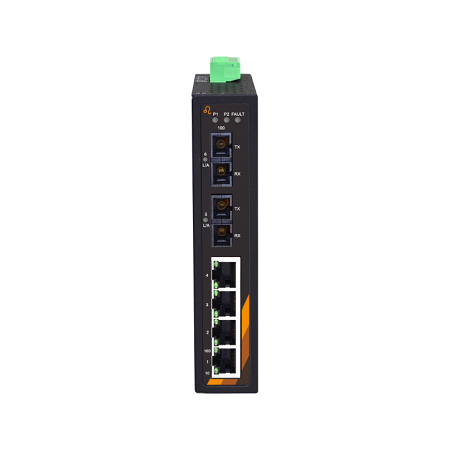 6-Port Industrial Unmanaged Ethernet Switch | 4 ETH + 2 FX