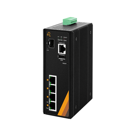 5-Port Industrial Gigabit PoE+ Managed Ethernet Switch | 4 ETH + 1 SFP