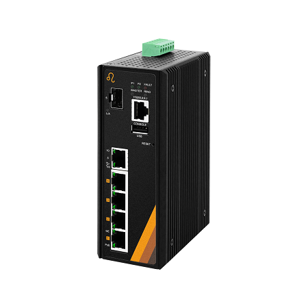 6-Port Industrial Gigabit PoE+ Managed Ethernet Switch | 4 ETH + 1 ETH + 1 SFP