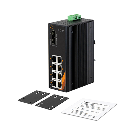 10-Port Industrial Gigabit PoE+ Ethernet Switch | 8ETH + 2SFP