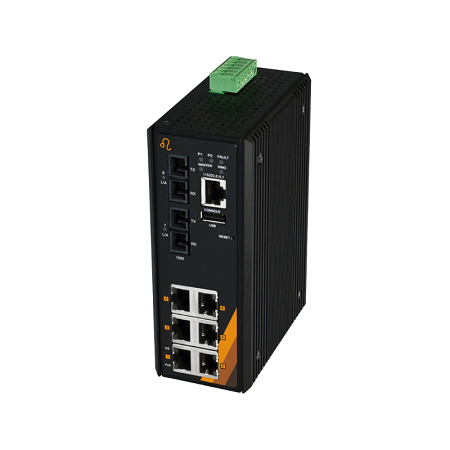 8-Port Industrial Gigabit PoE+ Managed Ethernet Switch | 6 ETH + 2 SC/ST