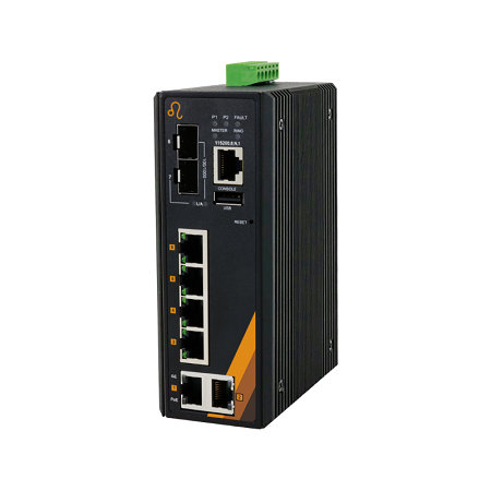 8-Port Industrial Gigabit PoE+ Managed Ethernet Switch | 6 ETH + 2 SFP