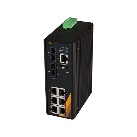 8-Port Industrial Managed Ethernet Switch | 6 ETH + 2 FX