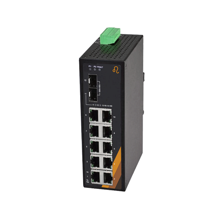 10-Port Industrial Unmanaged Gigabit Ethernet Switch | 8 ETH + 2 SFP