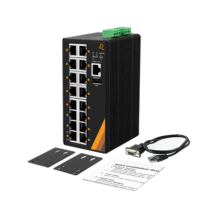 16-Port Industrial Gigabit PoE+ Managed Ethernet Switch