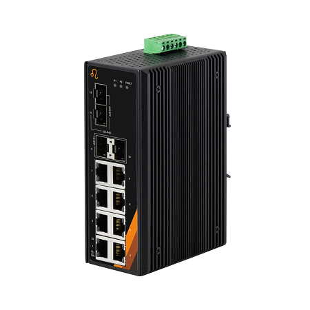12-Port Industrial Managed Fast Ethernet Switch | 10 ETH + 2 SFP