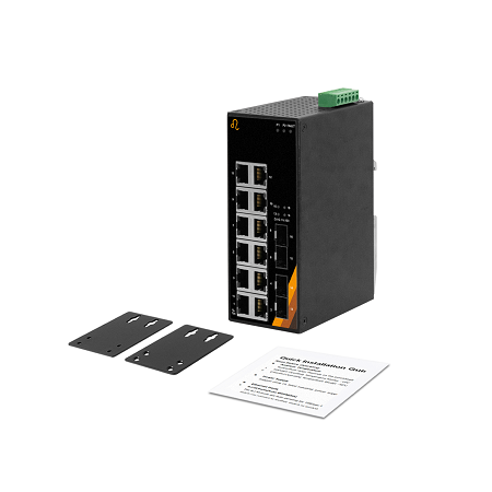 16-Port Industrial Gigabit Ethernet Switch | 12 ETH + 4 SFP