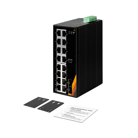 18-Port Industrial Gigabit Ethernet Switch | 16 ETH + 2 Auto SFP