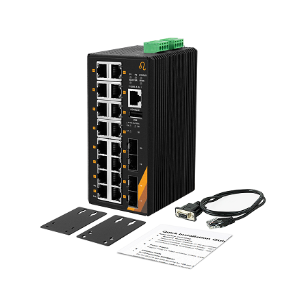 20-Port Industrial Gigabit PoE+ Managed Ethernet Switch | 16 ETH + 4 SFP