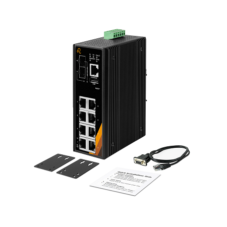 10-Port Industrial Gigabit Managed Ethernet Switch | 8 ETH + 2 SFP