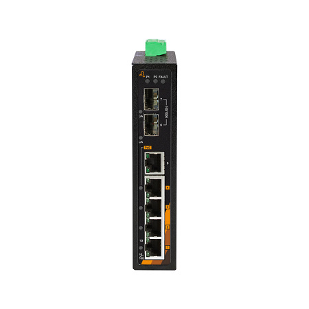 7-Port Industrial PoE+ Ethernet Switch | 4 ETH + 1 FETH + 2 SFP