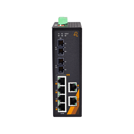 8-Port Industrial PoE+ Ethernet Switch | 6 ETH + 2 SC/ST