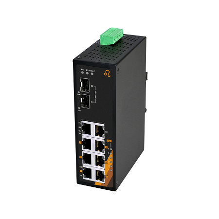 8-Port Industrial PoE+ Ethernet Switch | 6ETH+2RJ45+2SFP