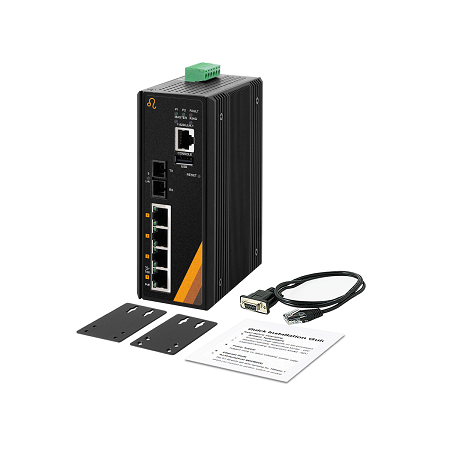 5-Port Industrial PoE+ Managed Ethernet Switch | 4 ETH(POE) + 1 FX