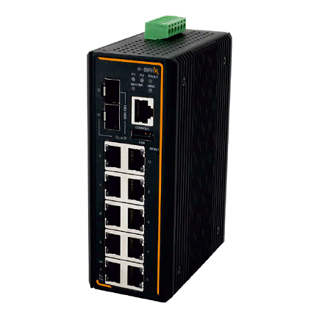 12-Port Industrial Gigabit Managed Ethernet Switch